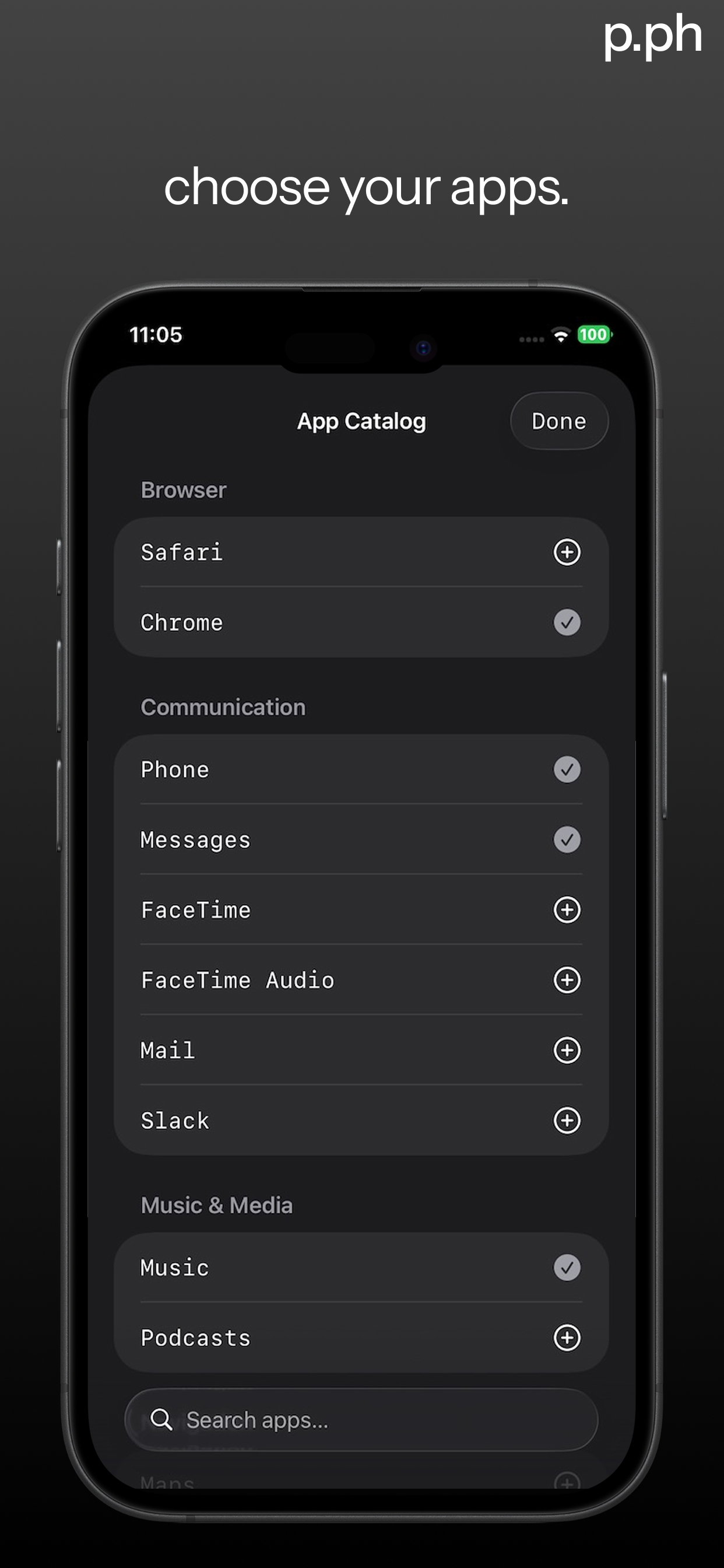 plain.phone setup screen